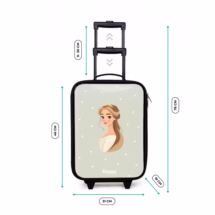 Valise enfant - Princesse avec diadème sur fond vert à pois — 7