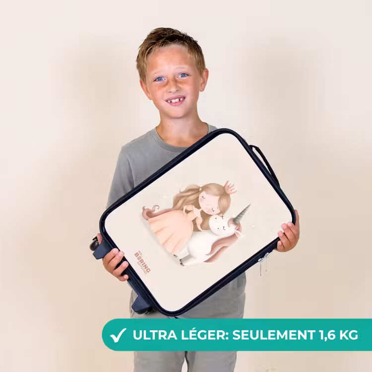 Valise enfant - Princesse et licorne aux couleurs pastel — 2