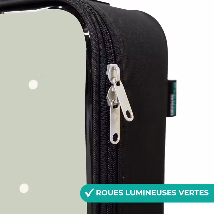 Valise enfant - Voiture de course rétro beige sur fond vert à pois — 6