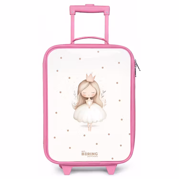 Valise enfant - Rose - Ballerine princesse à pois beige — 1