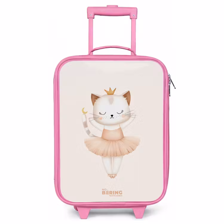 Valise enfant - Rose - Chaton ballerine en couleur beige — 1
