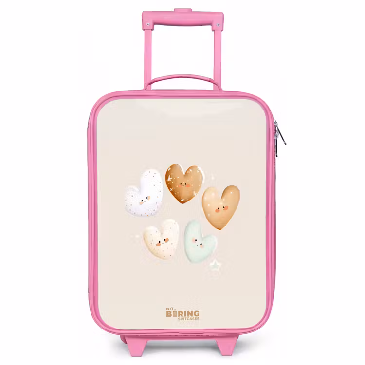 Valise enfant - Rose - Coeurs dans des tons beiges doux — 1