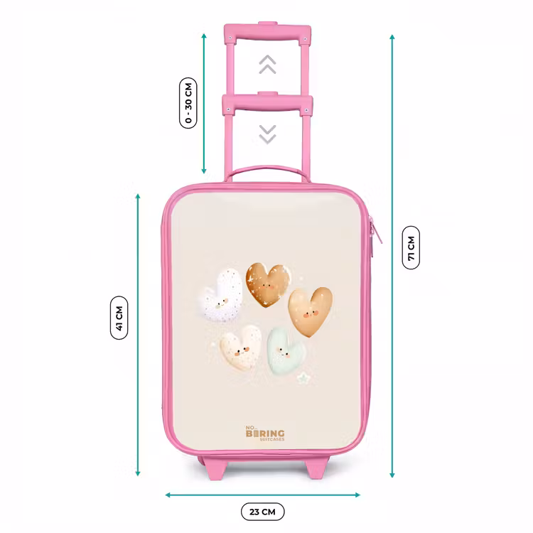 Valise enfant - Rose - Coeurs dans des tons beiges doux — 6