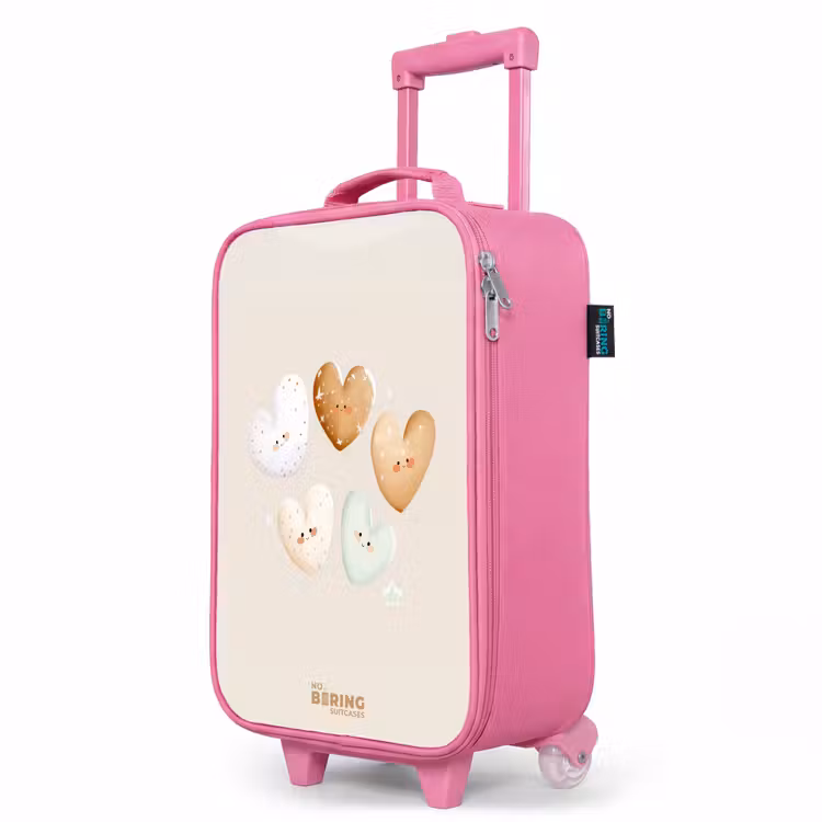 Valise enfant - Rose - Coeurs dans des tons beiges doux — 8