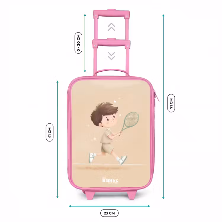 Valise enfant - Rose - Garçon jouant au tennis sur fond de sable — 6