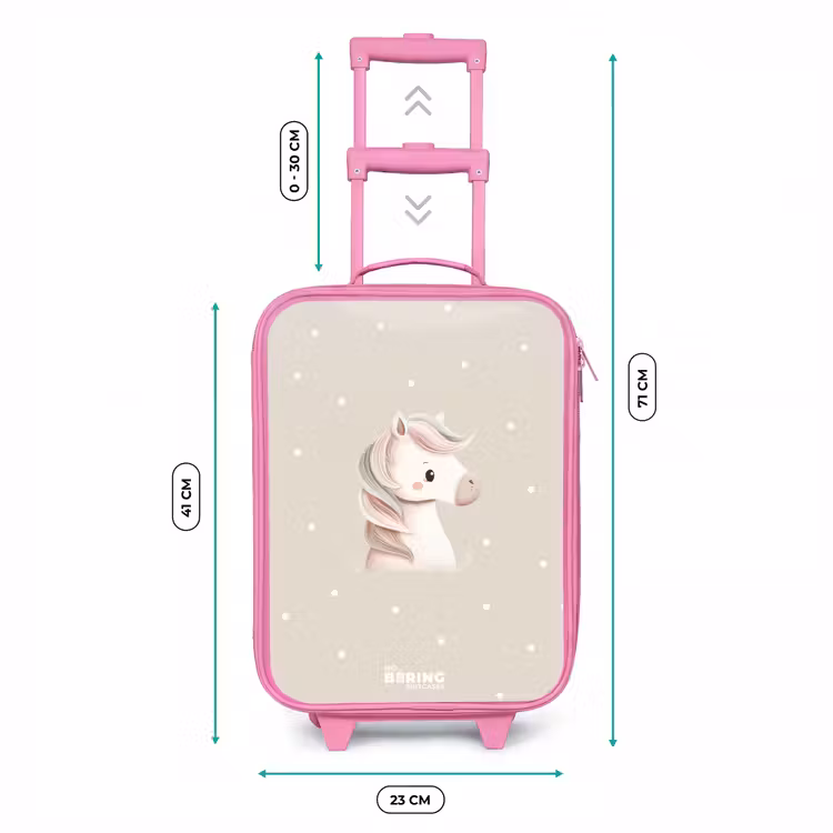 Valise enfant - Rose - Poney entouré de points de couleur beige — 6