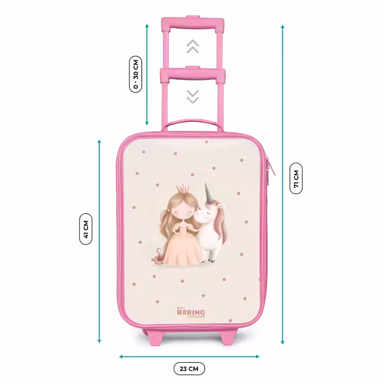 Valise enfant - Rose - Princesse et licorne aux couleurs pastel — 6