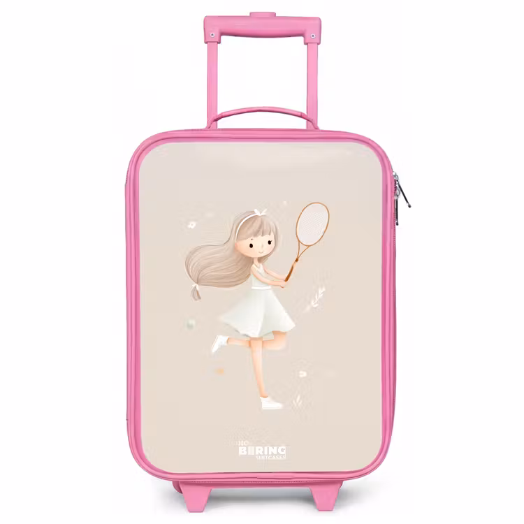 Valise enfant - Rose - Une fille joue au tennis dans des couleurs beiges — 1