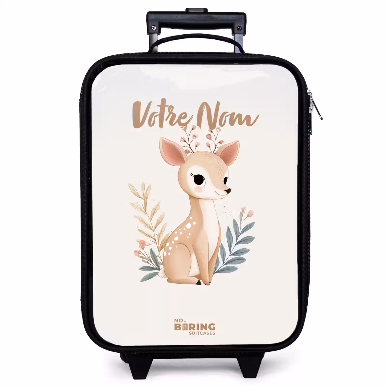 Valise enfant - Petit cerf entouré de plantes dans les tons beiges — 1