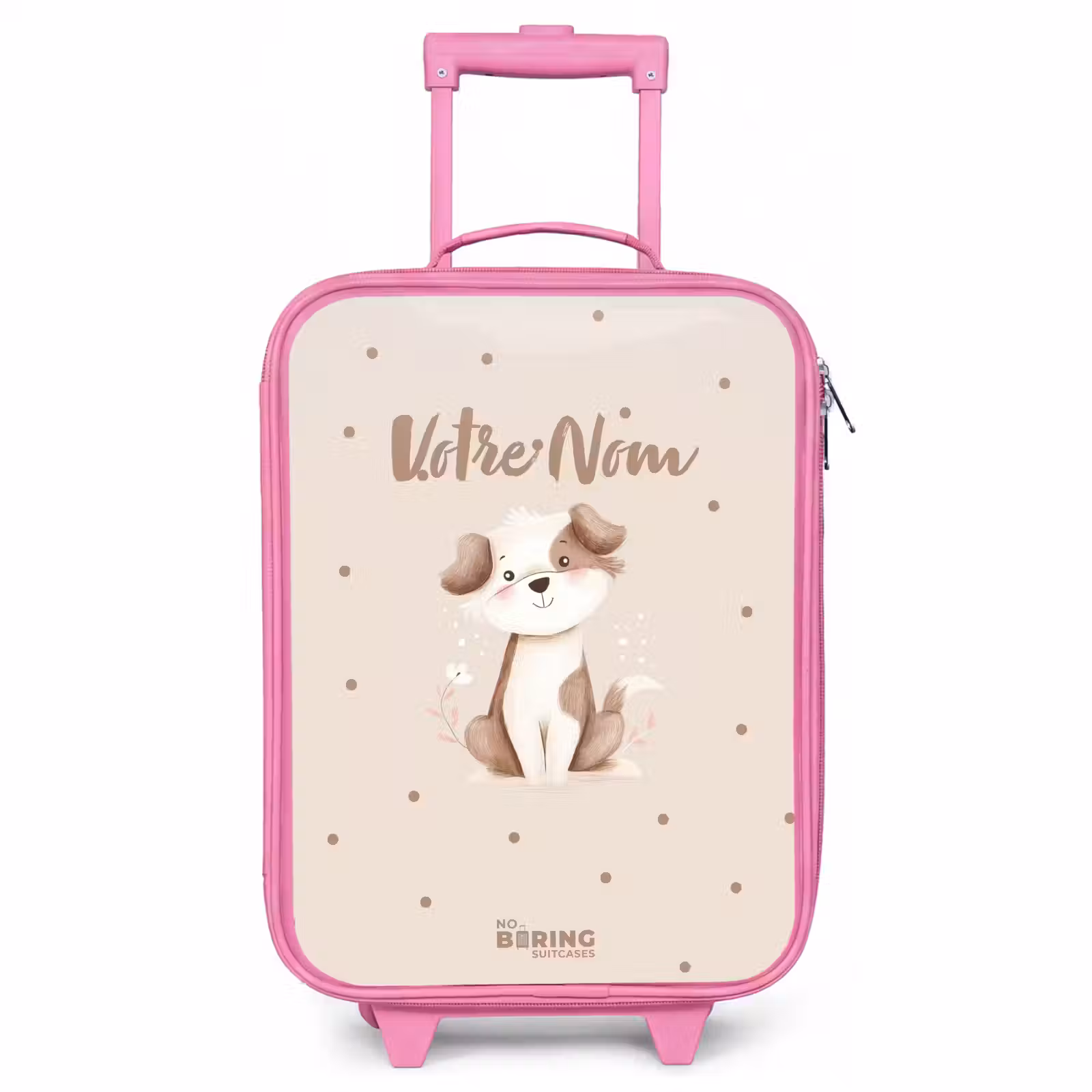 Valise enfant - Rose - Chien entouré de points bruns — 1