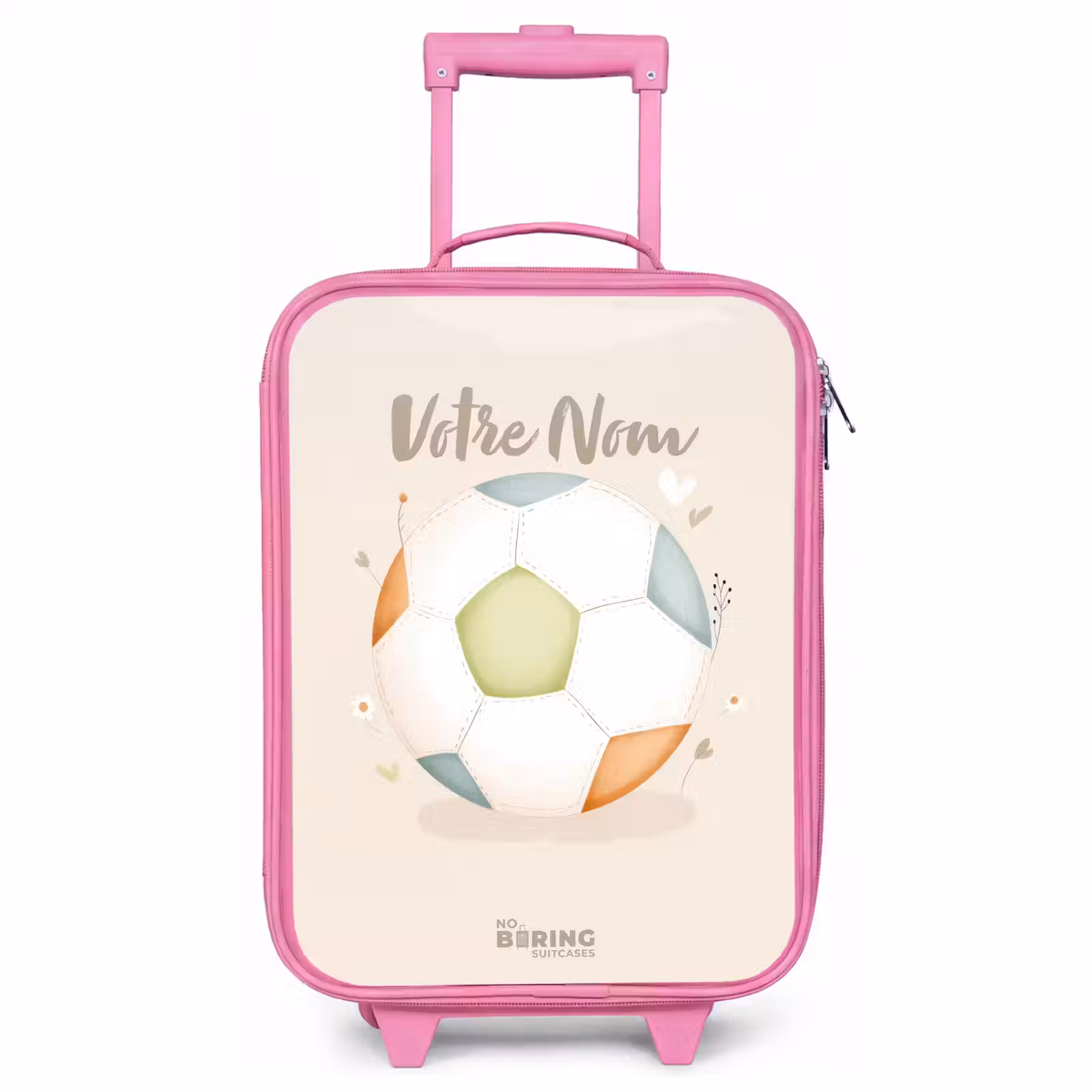 Valise enfant - Rose - Football aux couleurs beige et pastel — 1