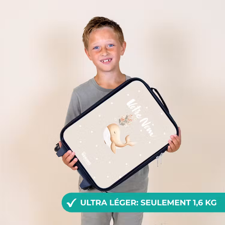 Valise enfant - Baleine beige dans une mer de fleurs — 2