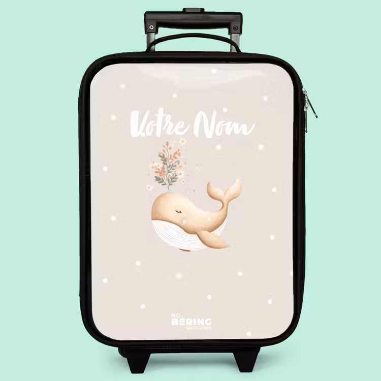 Valise enfant - Baleine beige dans une mer de fleurs — 3