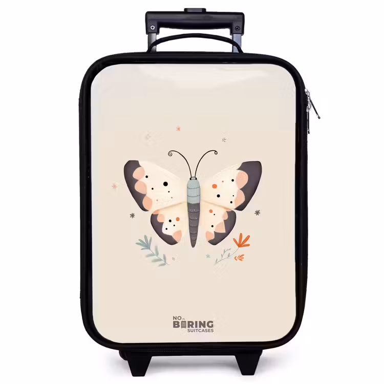 Valise enfant - Papillon aux couleurs neutres et pastel — 1