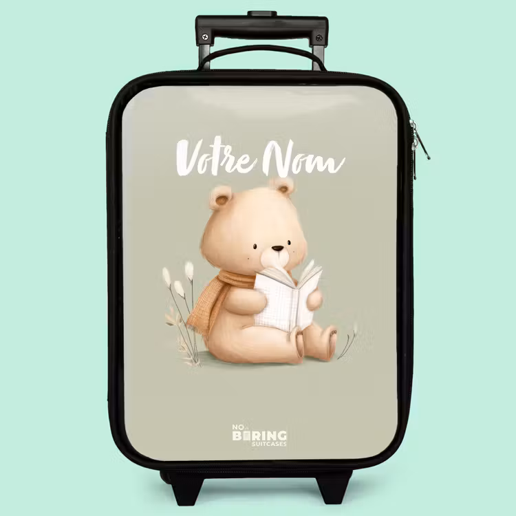 Valise enfant - Un ours brun avec un livre - Vert — 3