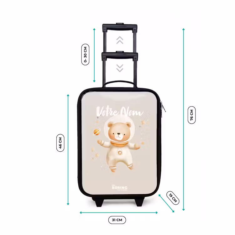 Valise enfant - Un ours spatial beige flotte parmi les étoiles — 7