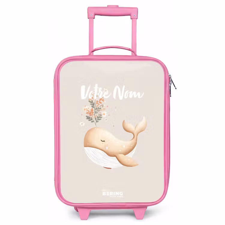 Valise enfant - Rose - Baleine aux couleurs beige pastel — 1