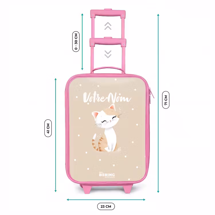 Valise enfant - Rose - Chat entouré de points beiges — 6