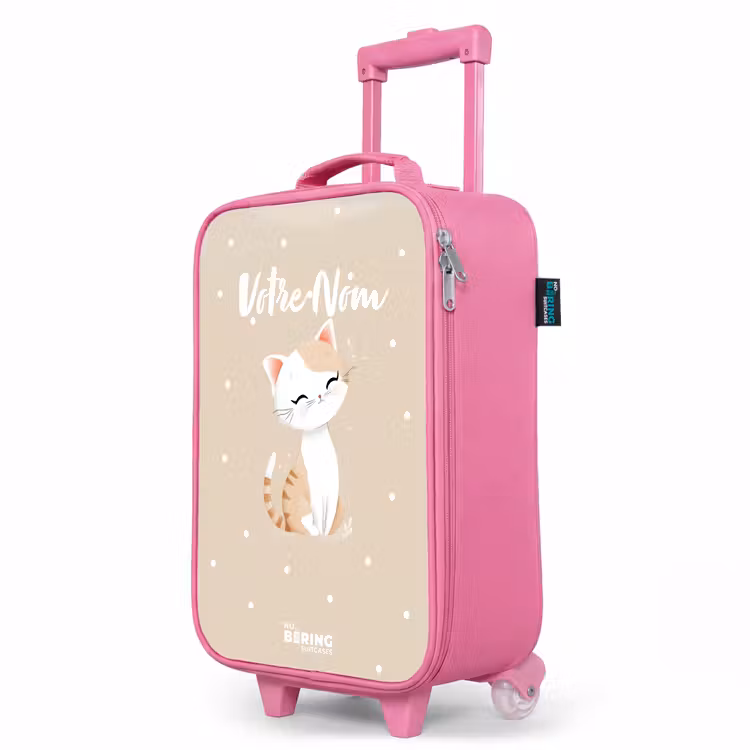 Valise enfant - Rose - Chat entouré de points beiges — 8