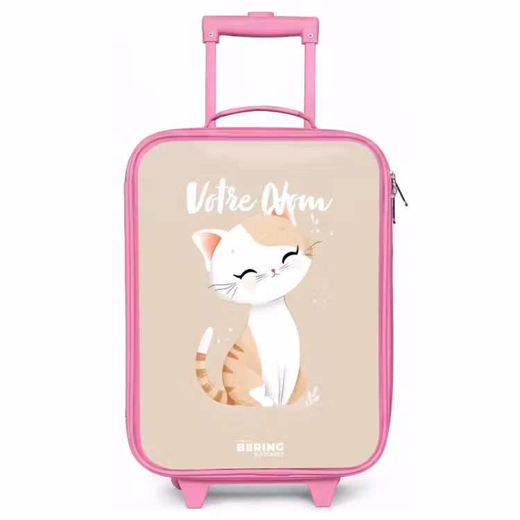 Valise enfant - Rose - Chaton beige et blanc — 1