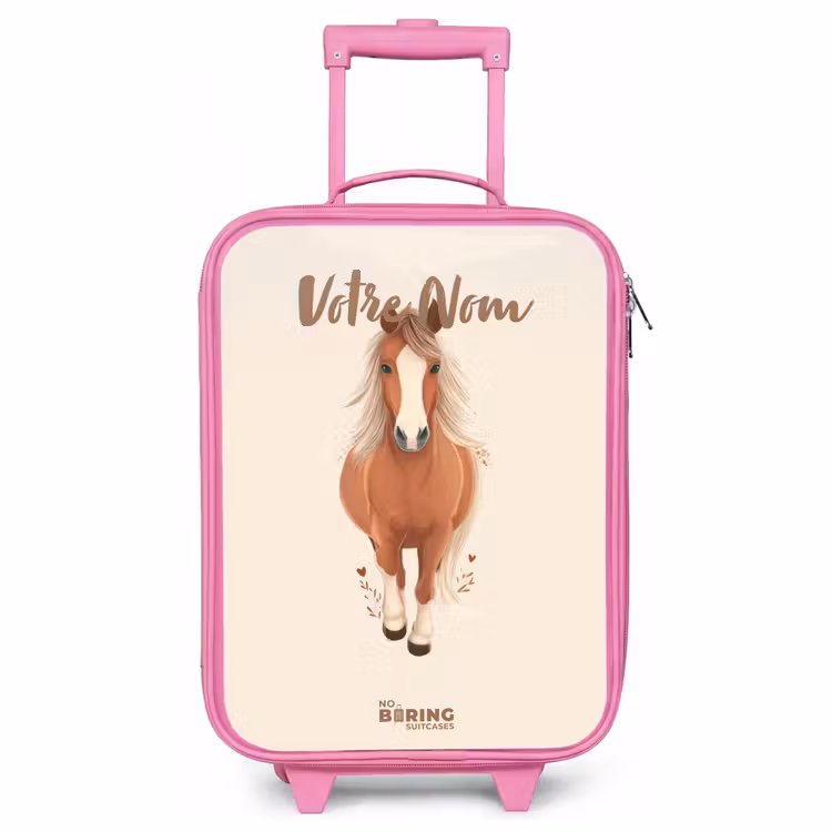 Valise enfant - Rose - Cheval brun au galop — 1