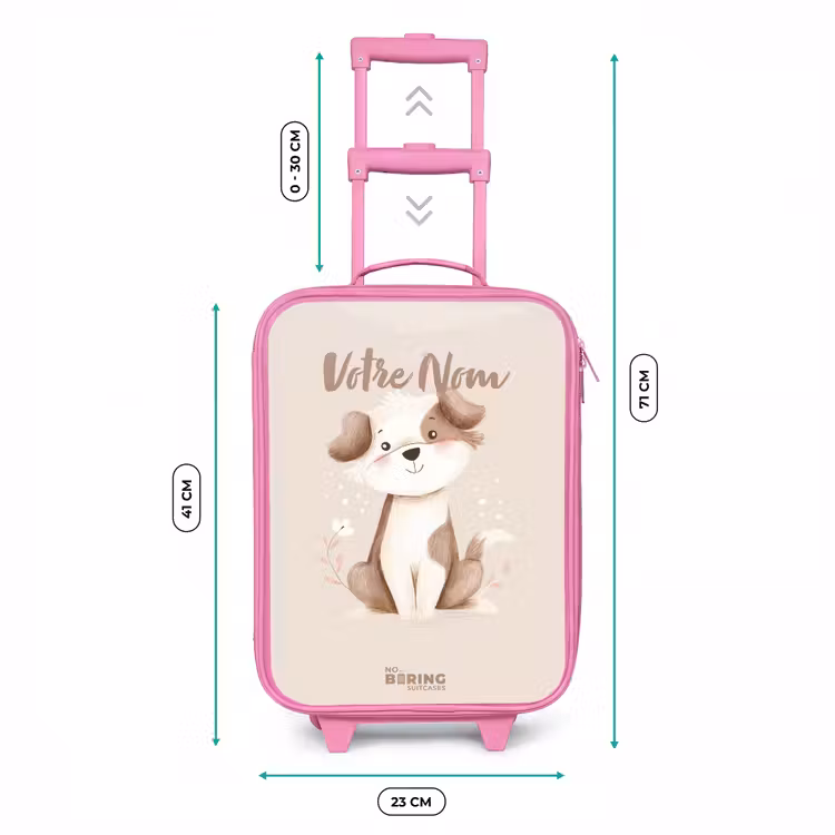 Valise enfant - Rose - Chien en marron et beige — 6