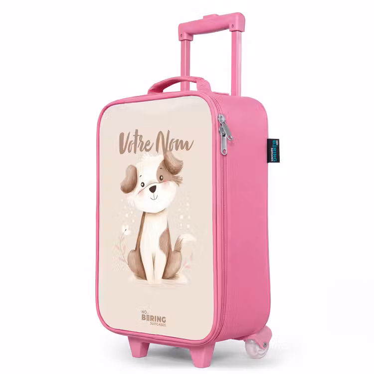 Valise enfant - Rose - Chien en marron et beige — 8