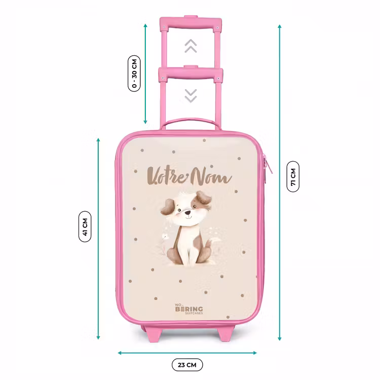 Valise enfant - Rose - Chien entouré de points bruns — 6
