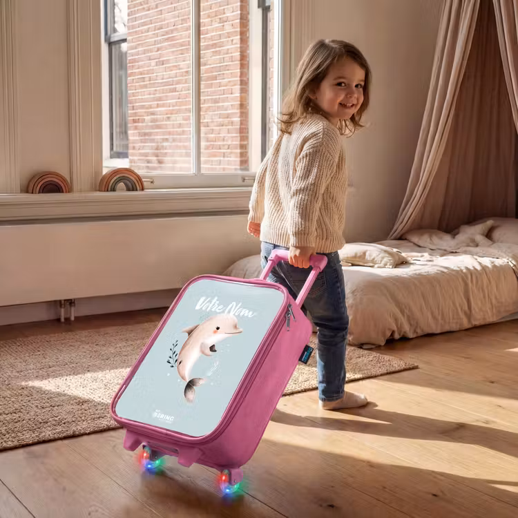 Valise enfant - Rose - Dauphin beige dans l'eau bleue — 2
