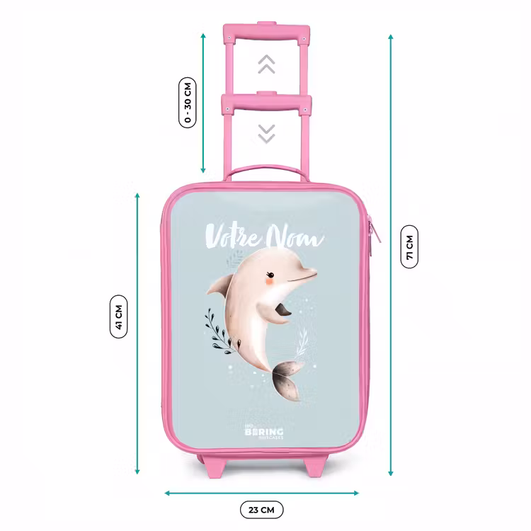 Valise enfant - Rose - Dauphin beige dans l'eau bleue — 6