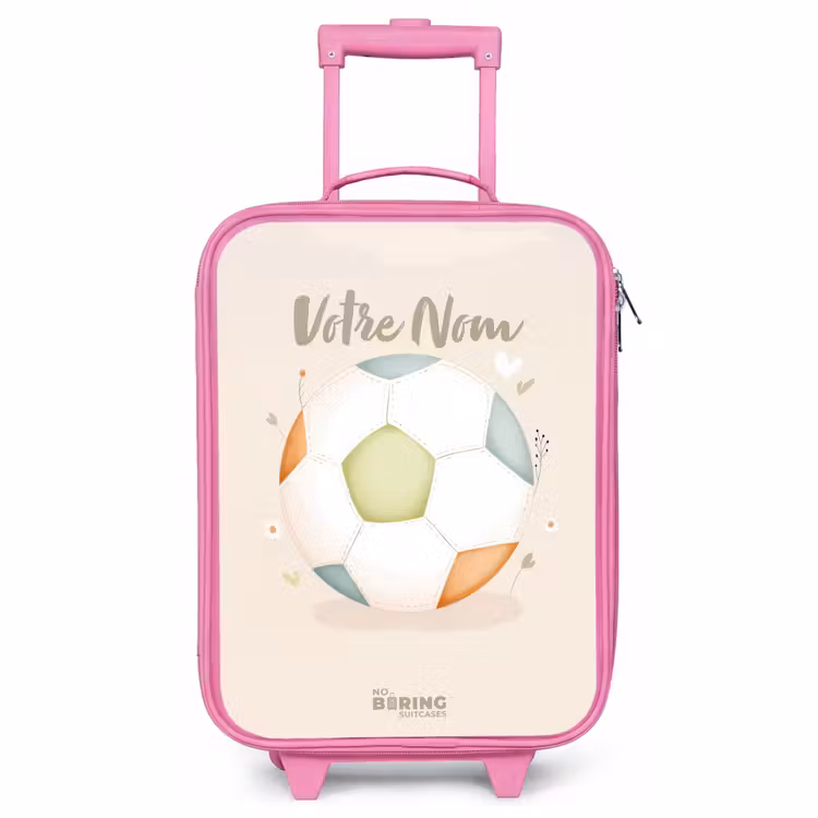 Valise enfant - Rose - Football aux couleurs beige et pastel — 1