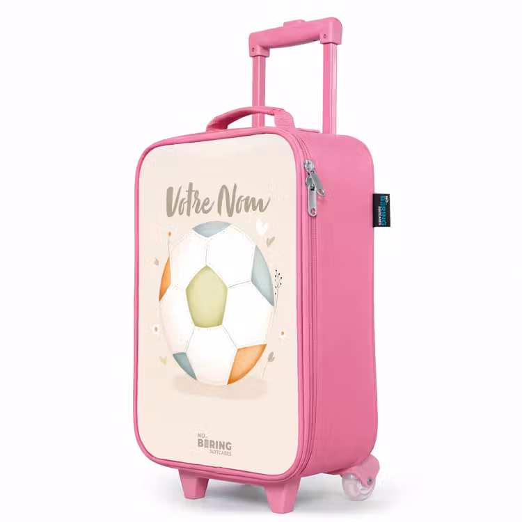Valise enfant - Rose - Football aux couleurs beige et pastel — 8