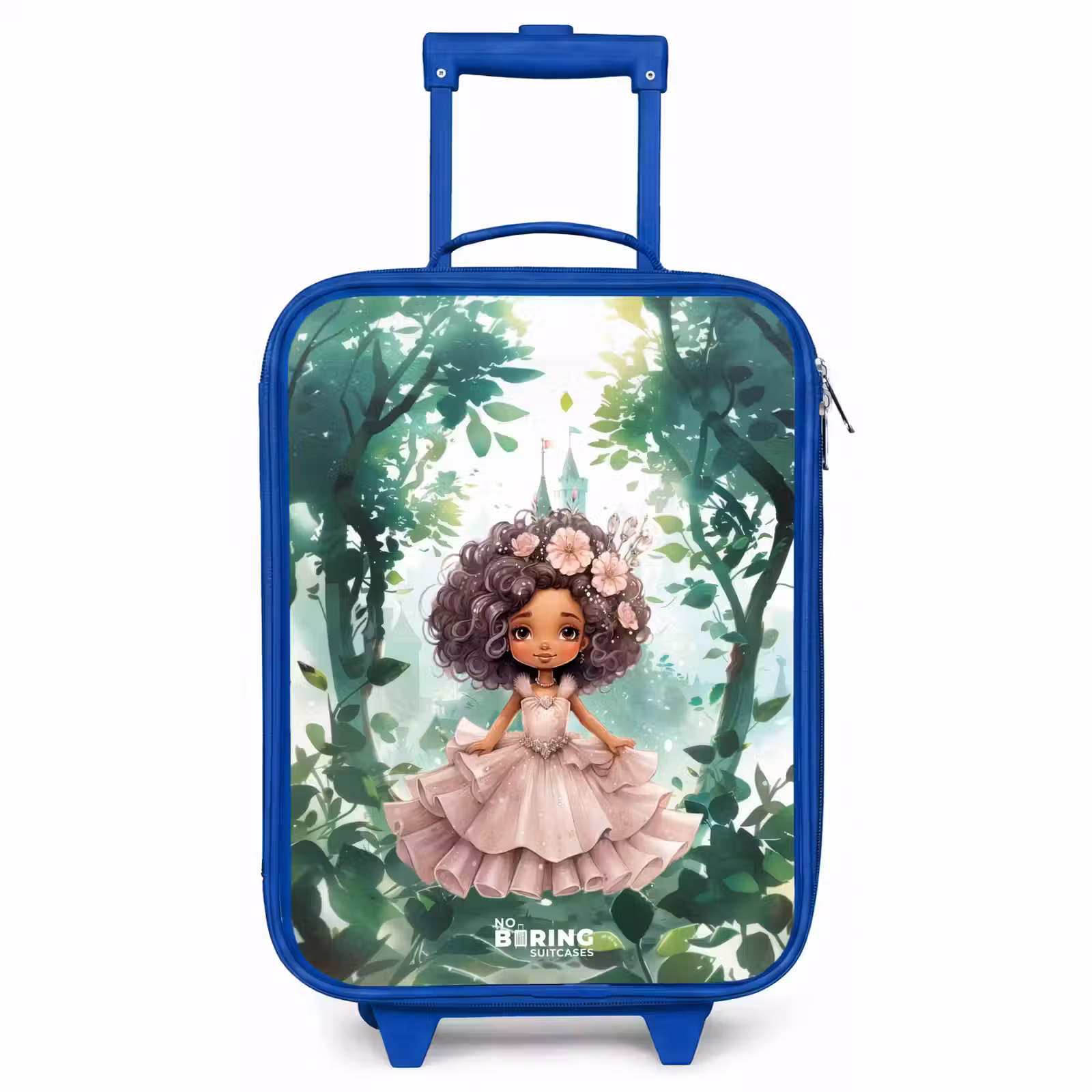 Valise enfant - Bleu - Fille aux boucles sombres dans la forêt — 1