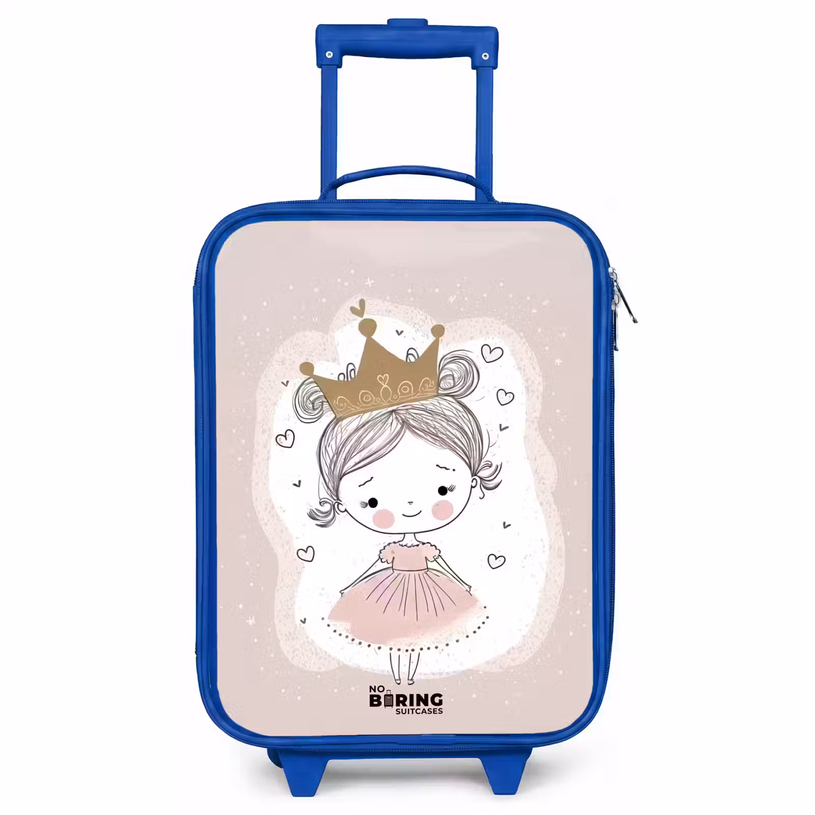 Valise enfant - Bleu - Princesse sur fond coloré avec des cœurs — 1