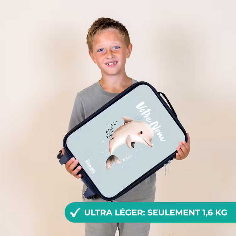 Valise enfant - Dauphin beige dans l'eau bleue — 2