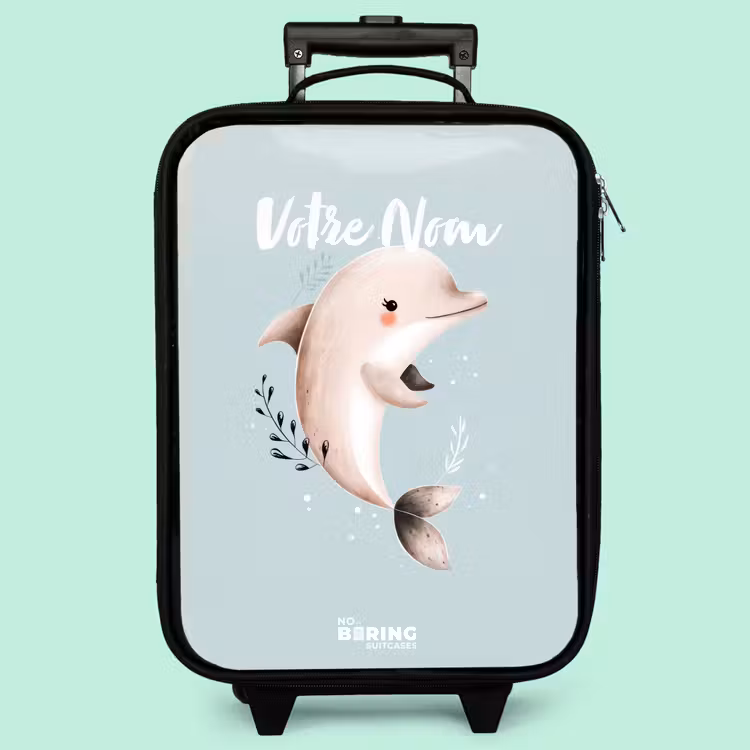 Valise enfant - Dauphin beige dans l'eau bleue — 3
