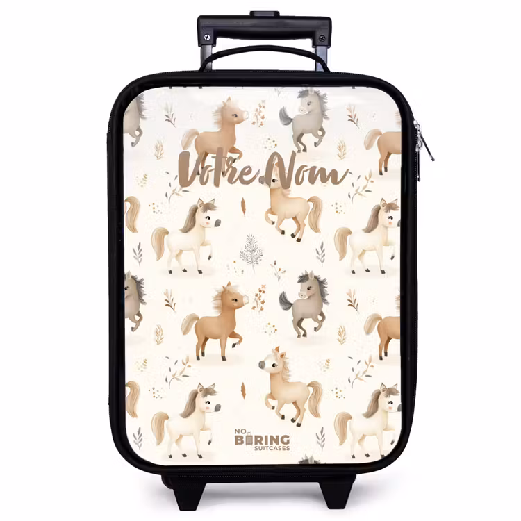 Valise enfant - Motif des poulains dans les couleurs beige et marron — 1