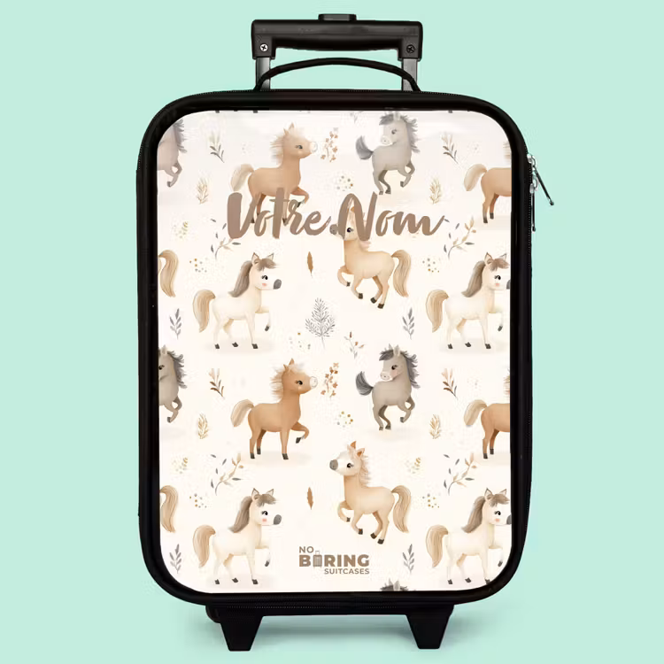 Valise enfant - Motif des poulains dans les couleurs beige et marron — 3