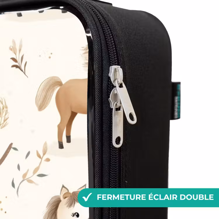 Valise enfant - Motif des poulains dans les couleurs beige et marron — 6