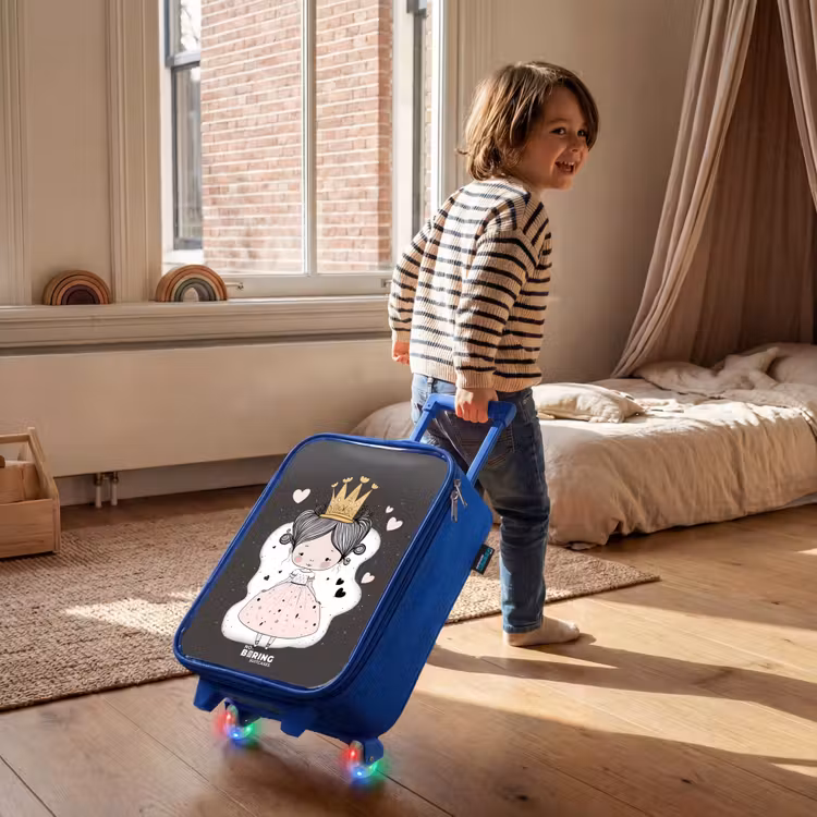 Valise enfant - Bleu - Petite princesse sur fond noir — 2
