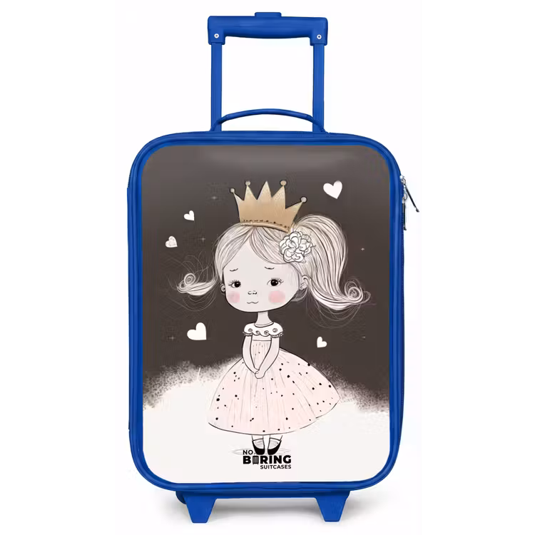 Valise enfant - Bleu - Princesse timide avec une fleur — 1