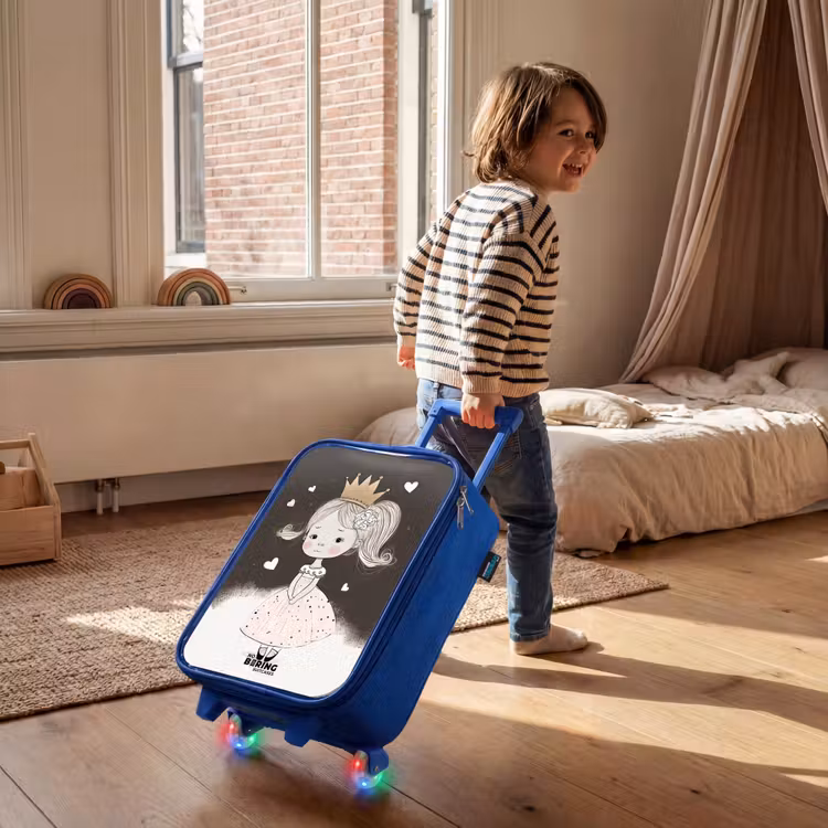 Valise enfant - Bleu - Princesse timide avec une fleur — 2