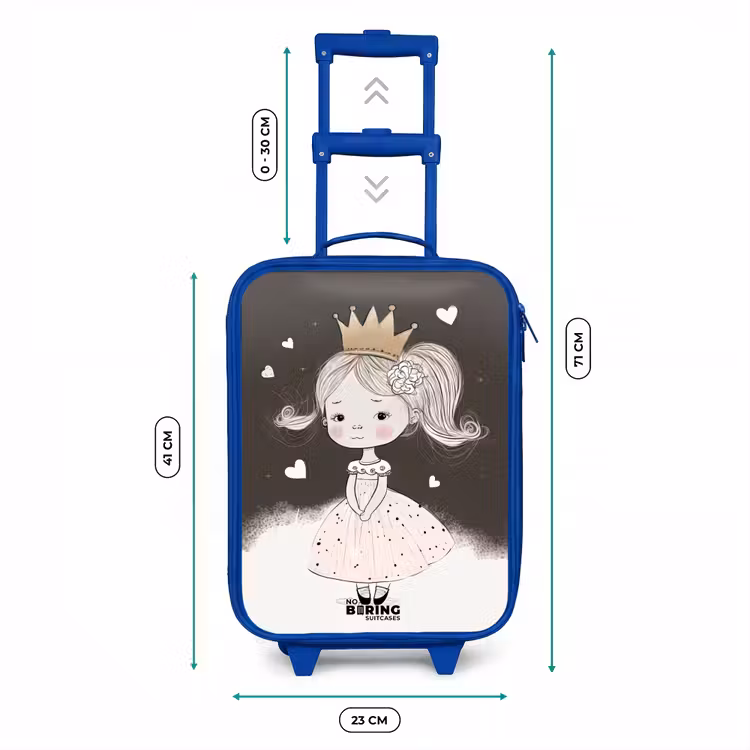 Valise enfant - Bleu - Princesse timide avec une fleur — 6