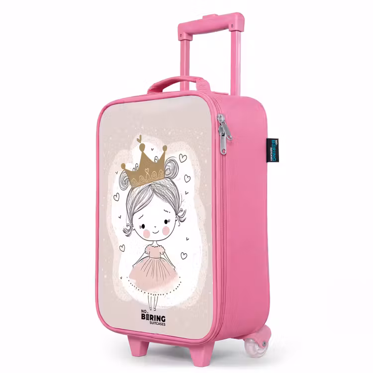 Valise enfant - Rose - Princesse sur fond coloré avec des cœurs — 8