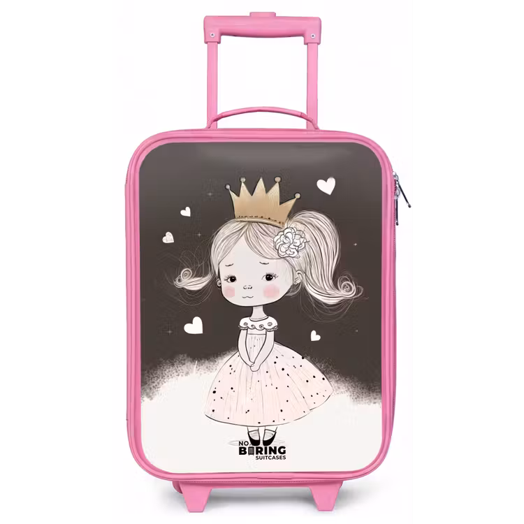 Valise enfant - Rose - Princesse timide avec une fleur — 1