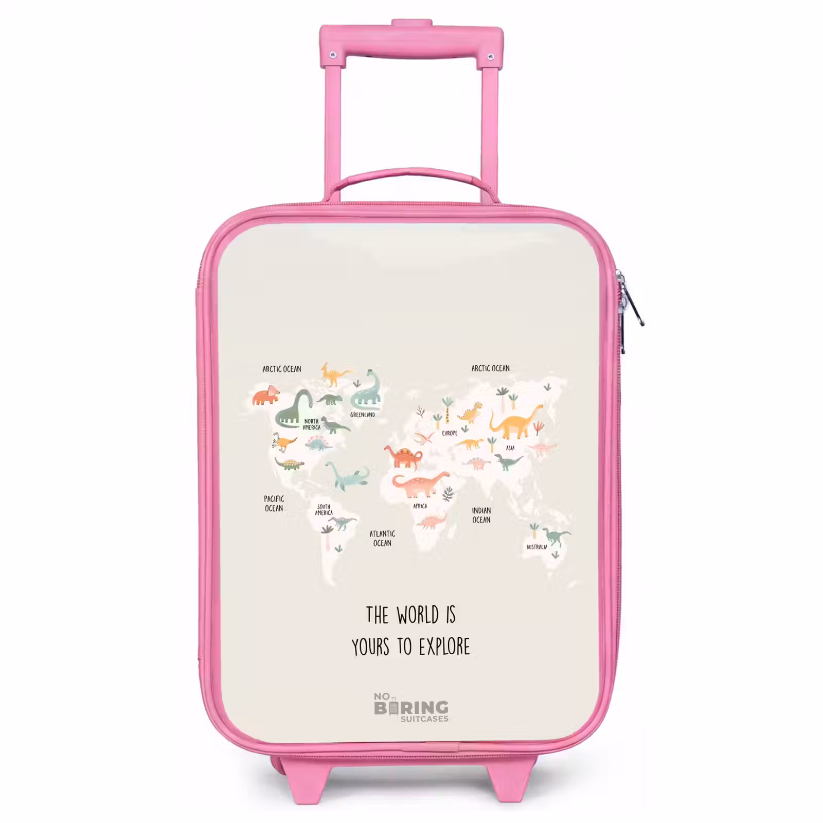 Valise enfant - Rose - Carte du monde des dinosaures — 1