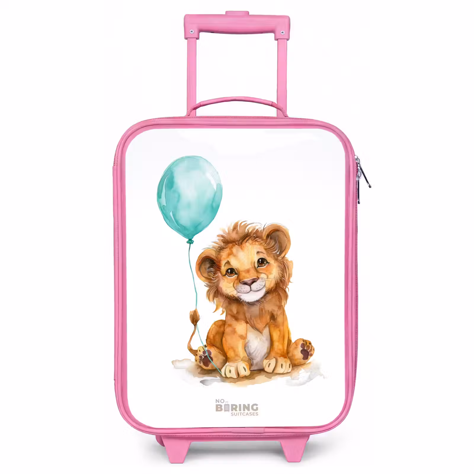 Valise enfant - Rose - Lion avec ballon bleu — 1