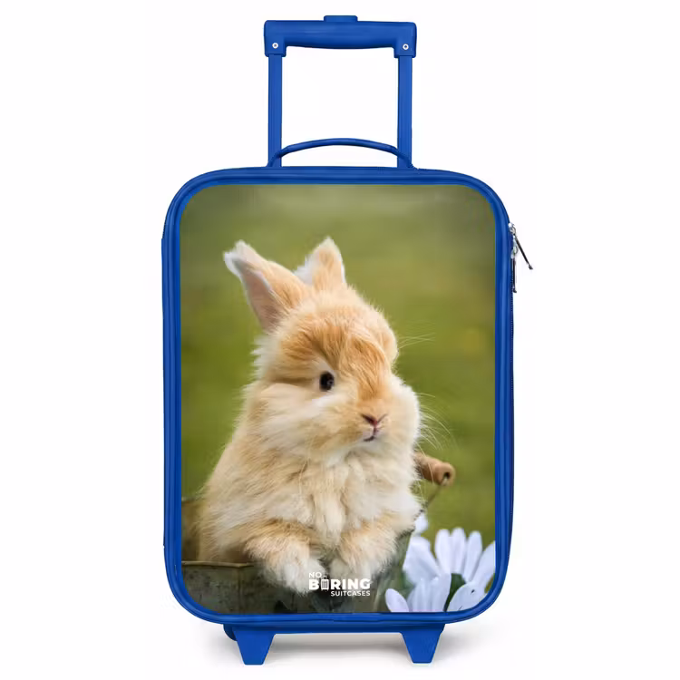 Valise enfant - Bleu - Lapin dans un pot de fleurs — 1