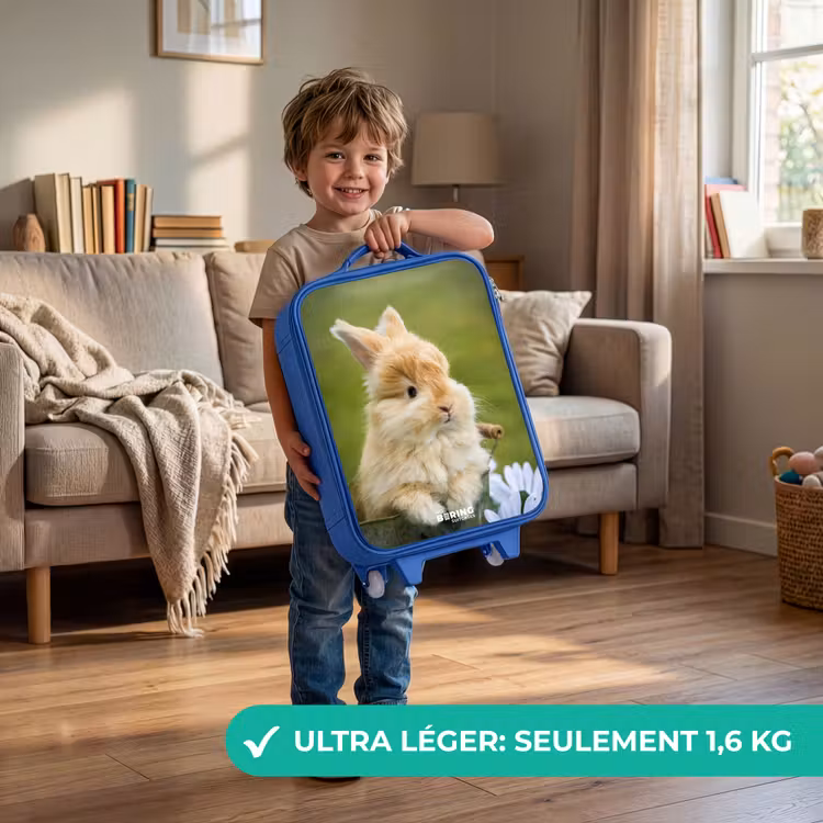 Valise enfant - Bleu - Lapin dans un pot de fleurs — 3