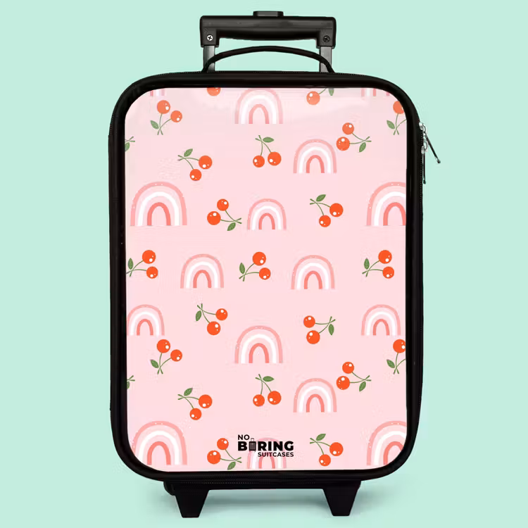 Valise enfant - Rose avec motif arc-en-ciel et cerise — 3